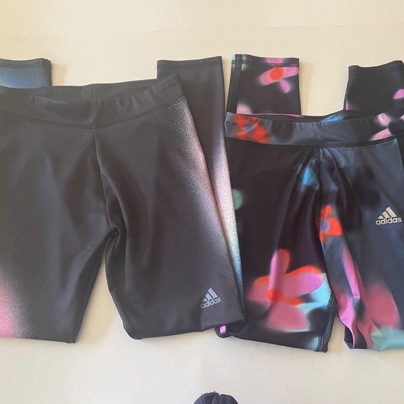 Girls ADIDAS leggings 2 PAIR LOT Aeroready Girls M 10-12 - Picture 2 of 16